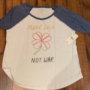 Lucky brand make love not war baseball tee xl